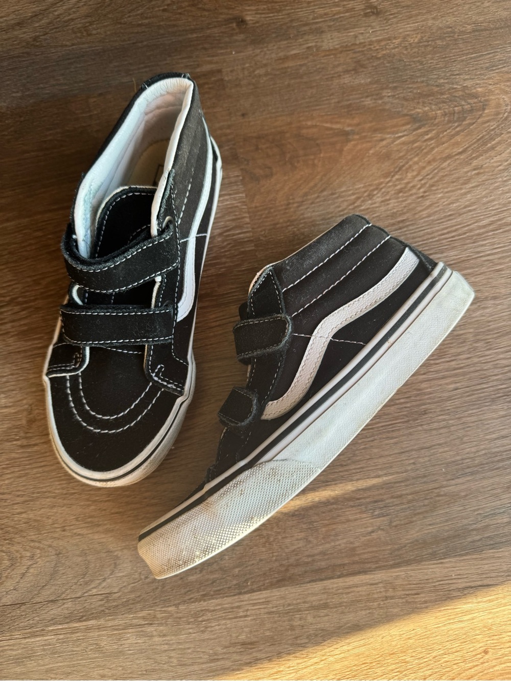 Vans Kids Black & White High-Top Velcro Sneakers
